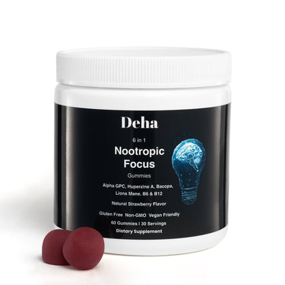 Focus Gummies Nootropic Brain Supplement with Vitamin B6 & Vitamin B12