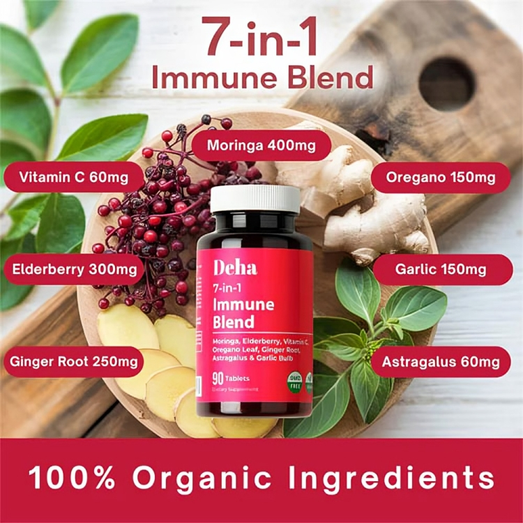 7-in-1 Immune Blend - Moringa, Vitamin C and Elderberry Tablets
